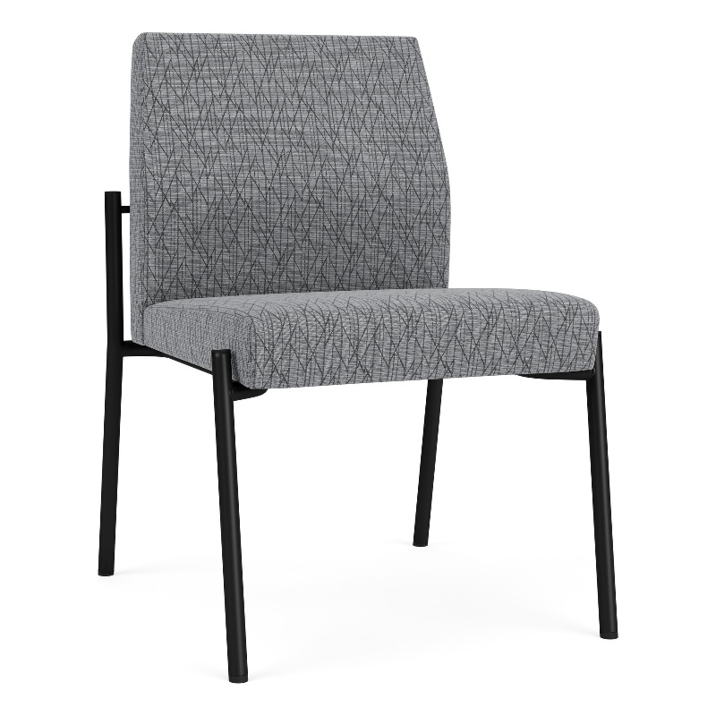 Mystic Reception Waiting Room Armless Guest Chair / Black Steel / Gray