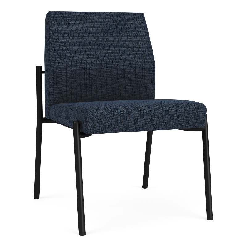 Mystic Reception Waiting Room Armless Guest Chair / Black Steel / Blue