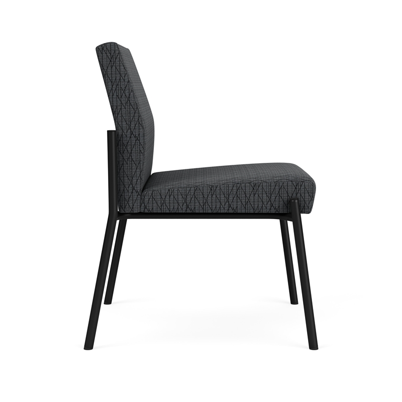 Mystic Reception Waiting Armless Guest Chair / Black Steel / Dark Gray