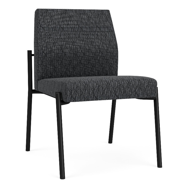 Mystic Reception Waiting Armless Guest Chair / Black Steel / Dark Gray