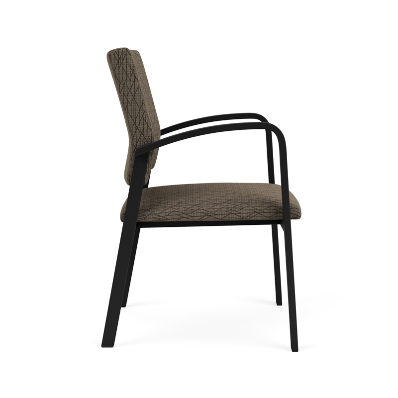 Newport Reception Waiting Room Healthcare Guest Chair / Black Steel / Brown