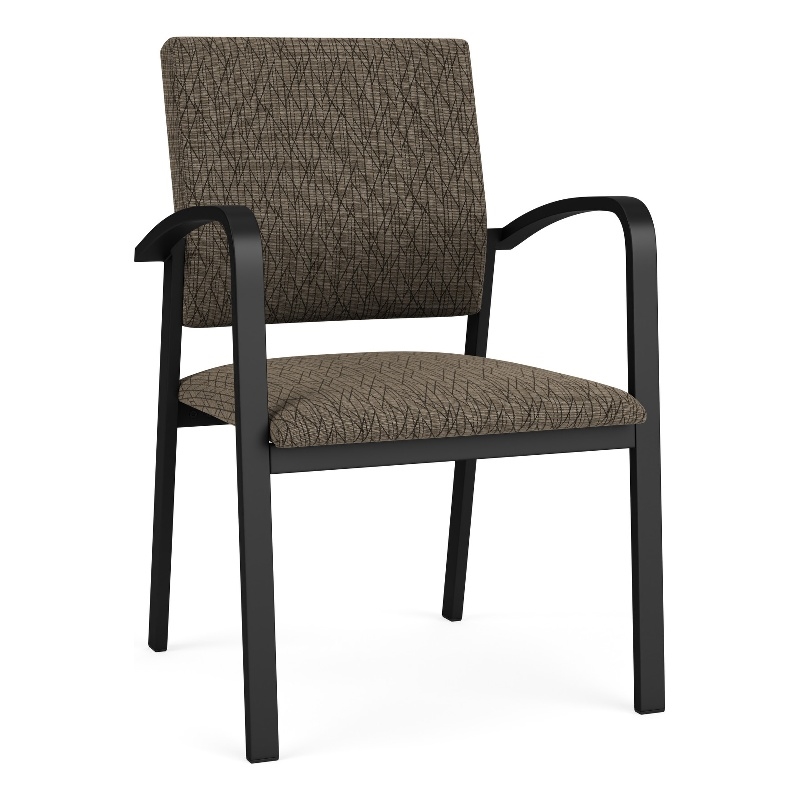 Newport Reception Waiting Room Healthcare Guest Chair / Black Steel / Brown