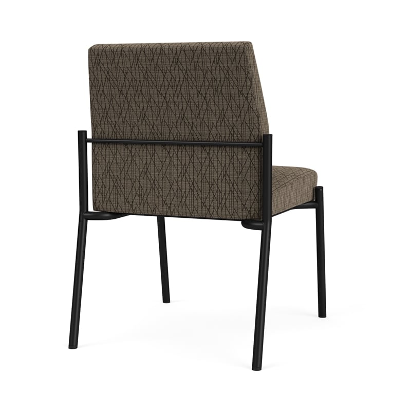 Mystic Reception Waiting Room Armless Guest Chair / Black Steel / Brown