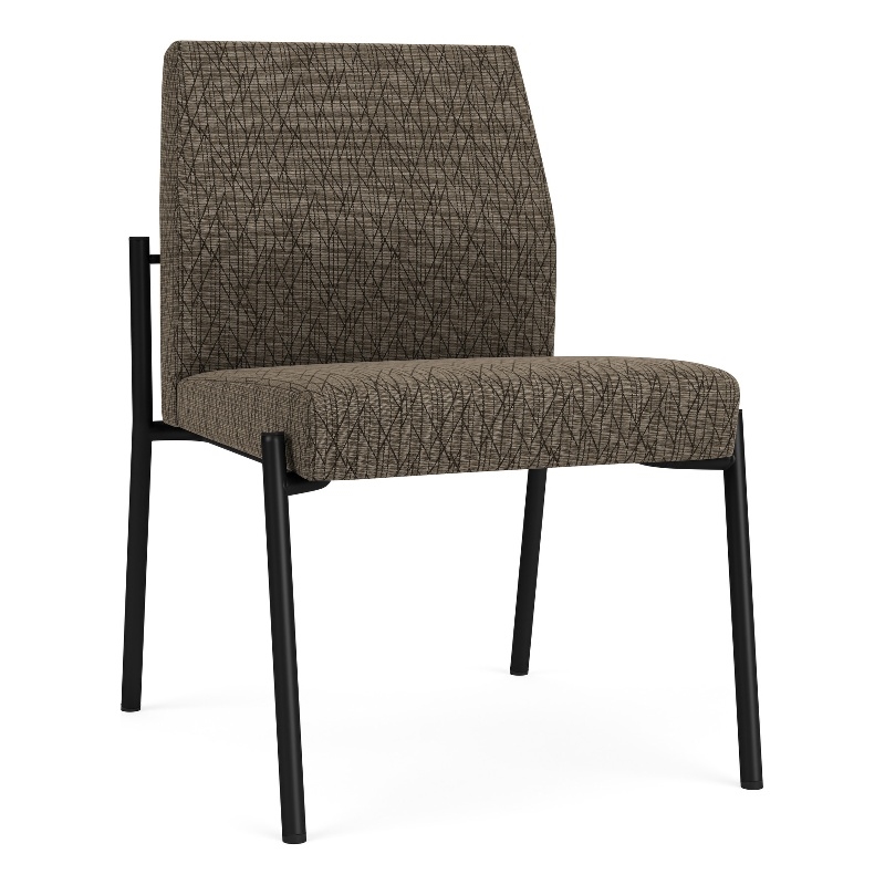 Mystic Reception Waiting Room Armless Guest Chair / Black Steel / Brown