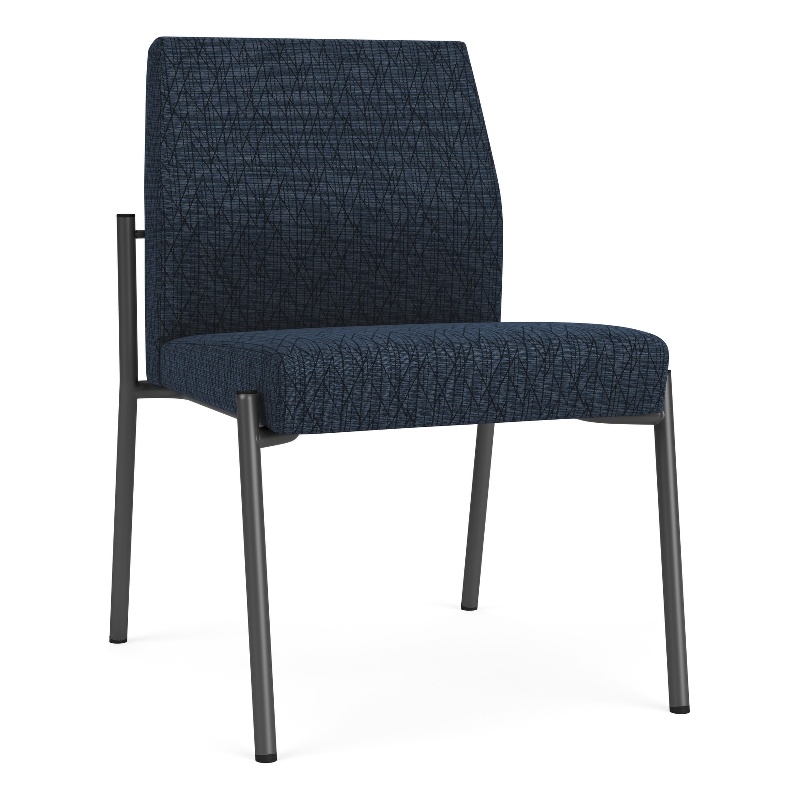 Mystic Reception Waiting Room Armless Guest Chair / Charcoal Steel / Blue