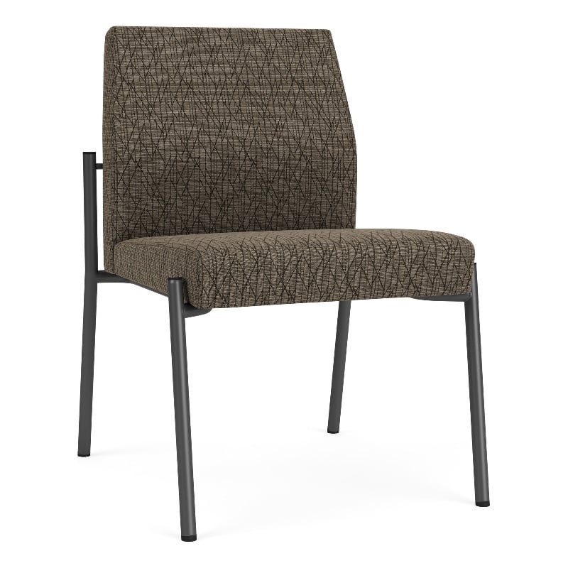 Mystic Reception Waiting Room Armless Guest Chair / Charcoal Steel / Brown