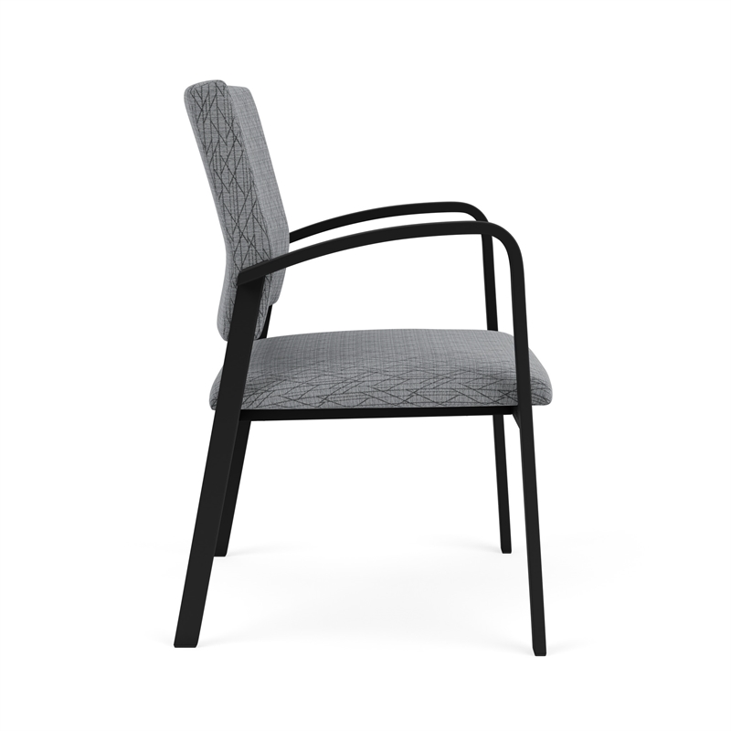 Newport Reception Waiting Room Oversize Guest Chair / Black Steel / Gray