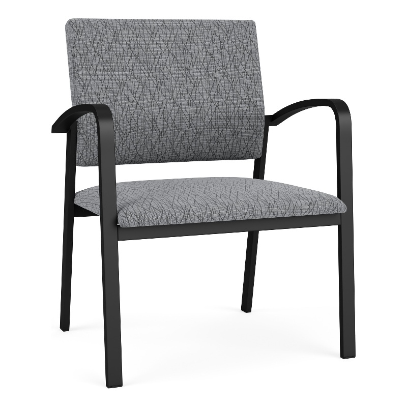 Newport Reception Waiting Room Oversize Guest Chair / Black Steel / Gray