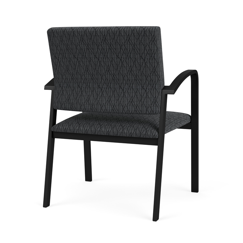 Newport Reception Waiting Oversize Guest Chair / Black Steel / Dark Gray