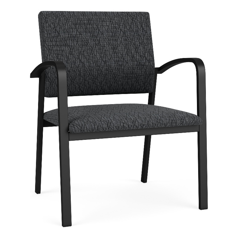 Newport Reception Waiting Oversize Guest Chair / Black Steel / Dark Gray