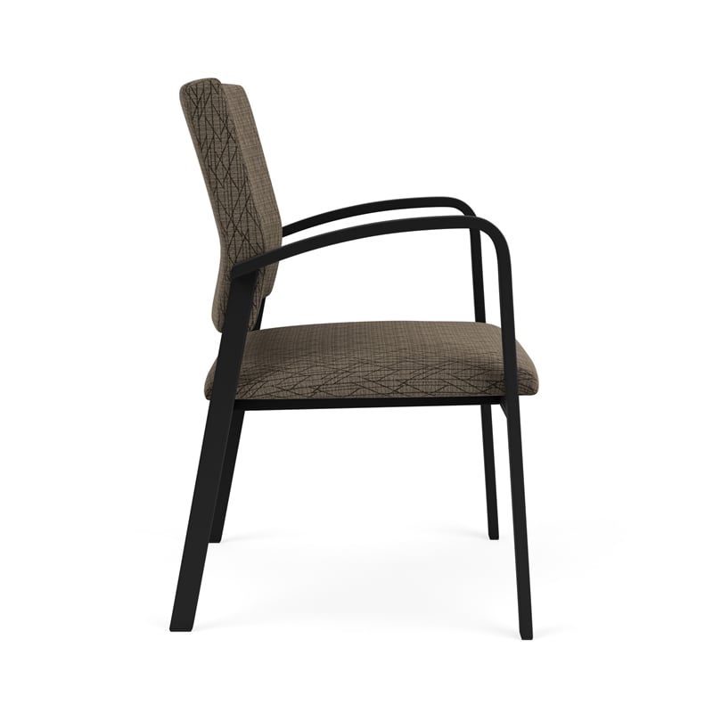 Newport Reception Waiting Room Oversize Guest Chair / Black Steel / Brown
