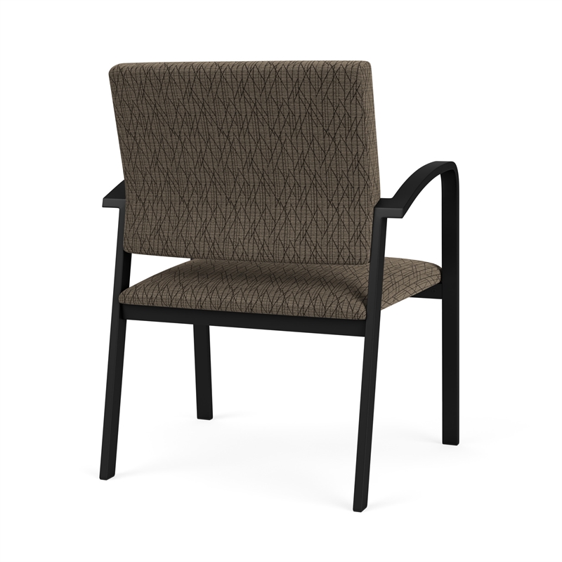 Newport Reception Waiting Room Oversize Guest Chair / Black Steel / Brown