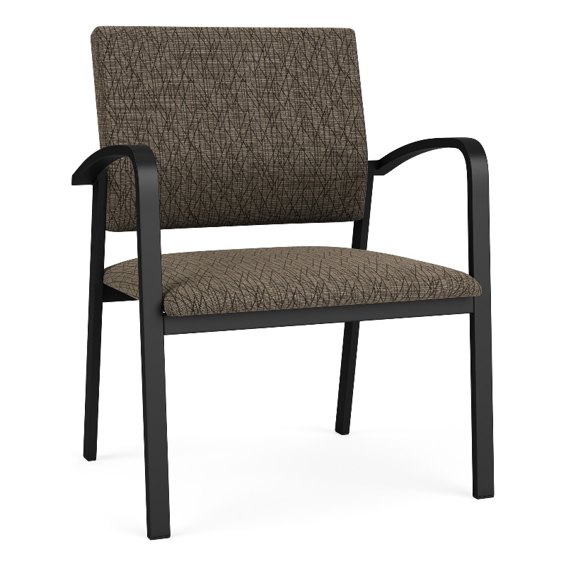 Newport Reception Waiting Room Oversize Guest Chair / Black Steel / Brown