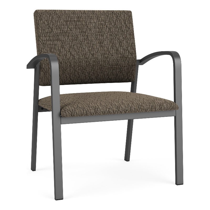 Newport Reception Waiting Oversize Guest Chair / Charcoal Steel / Brown