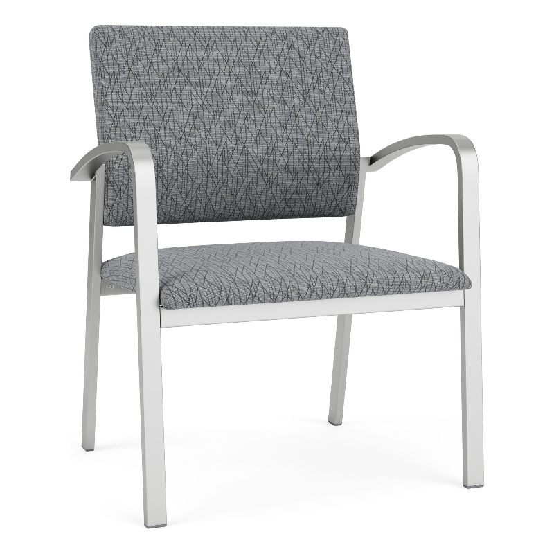 Newport Reception Waiting Room Oversize Guest Chair / Silver Steel / Gray