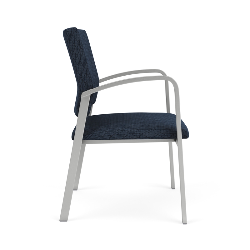 Newport Reception Waiting Room Oversize Guest Chair / Silver Steel / Blue