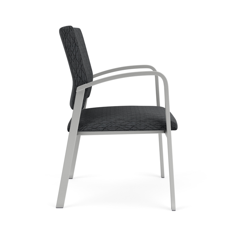Newport Reception Waiting Oversize Guest Chair / Silver Steel / Dark Gray