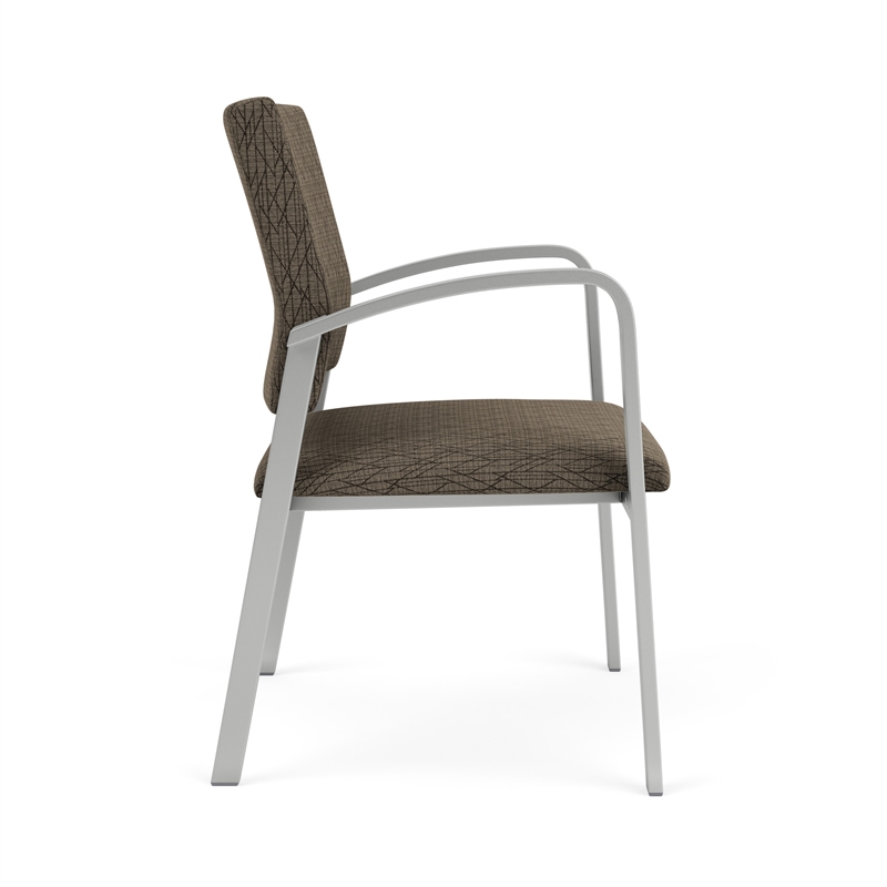 Newport Reception Waiting Room Oversize Guest Chair / Silver Steel / Brown