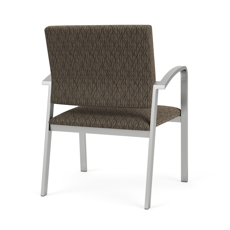 Newport Reception Waiting Room Oversize Guest Chair / Silver Steel / Brown
