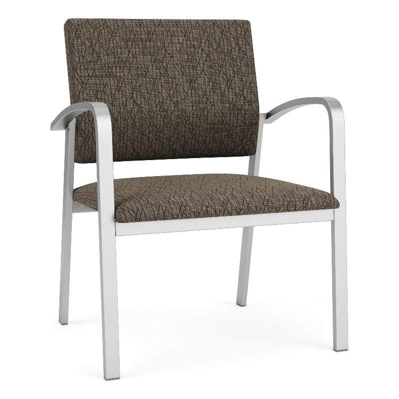 Newport Reception Waiting Room Oversize Guest Chair / Silver Steel / Brown
