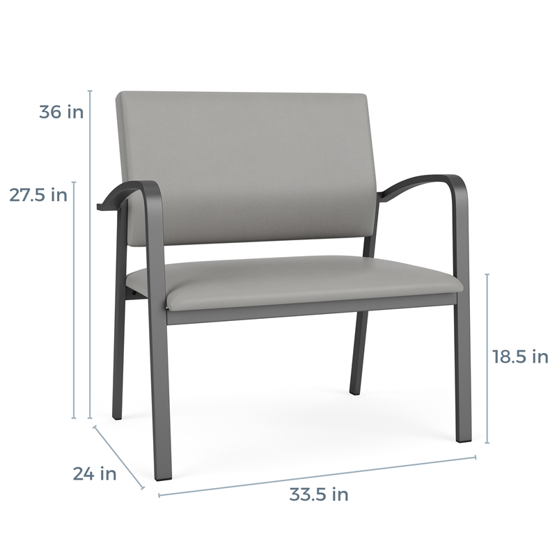Newport Reception Waiting Room Healthcare Bariatric Chair / Black Steel / Gray