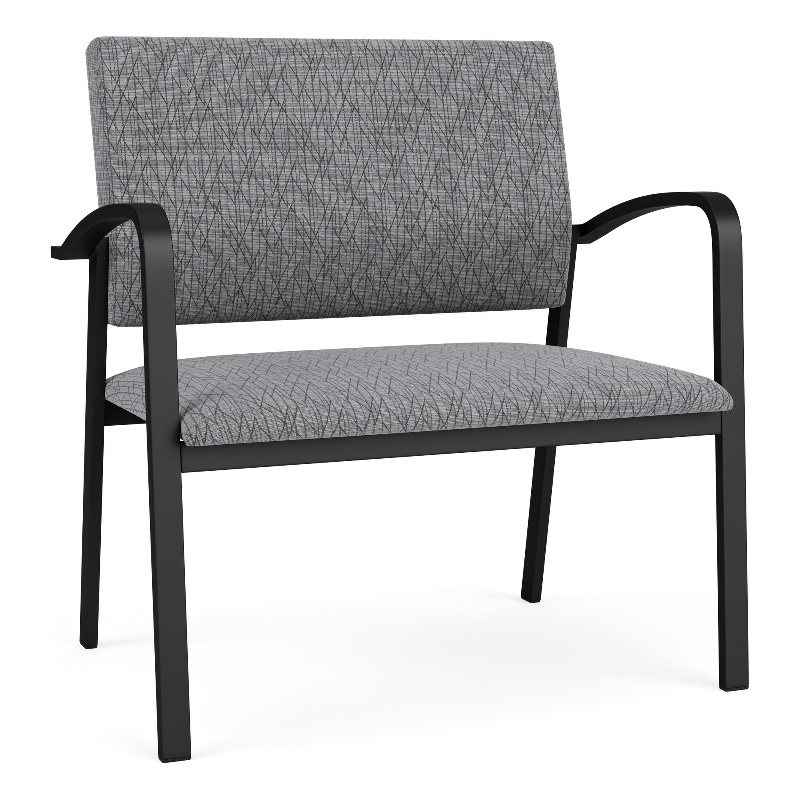 Newport Reception Waiting Room Healthcare Bariatric Chair / Black Steel / Gray