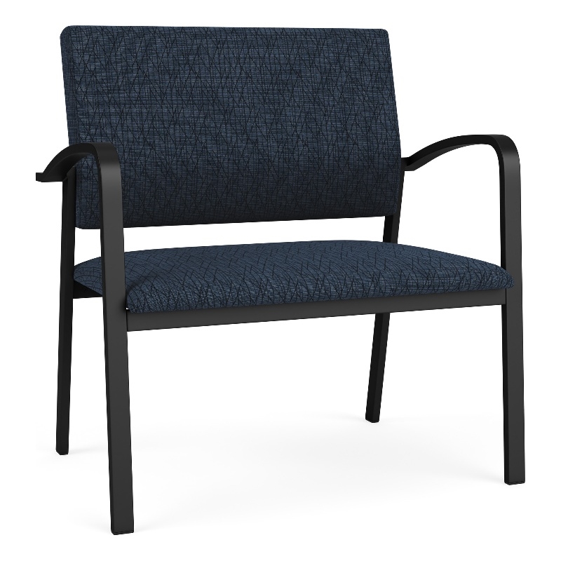 Newport Reception Waiting Room Healthcare Bariatric Chair / Black Steel / Blue