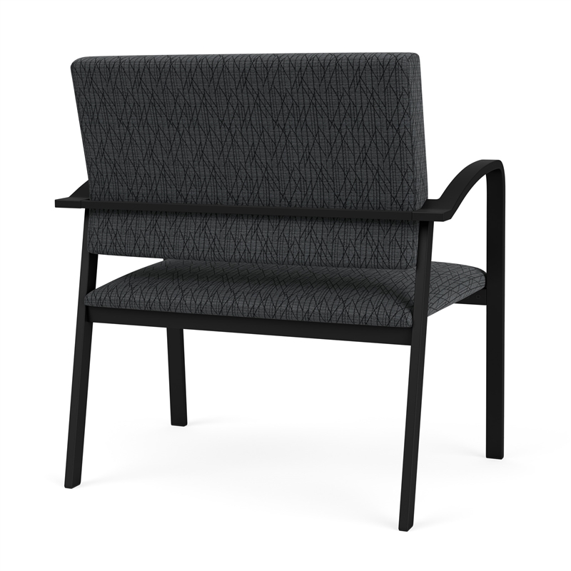Newport Reception Waiting Room Bariatric Chair / Black Steel / Dark Gray