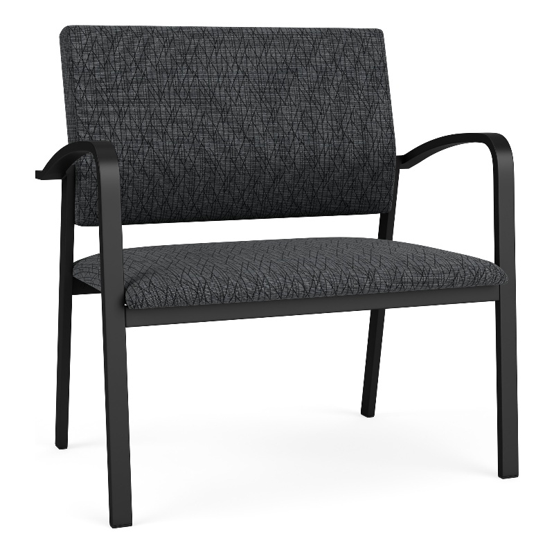 Newport Reception Waiting Room Bariatric Chair / Black Steel / Dark Gray