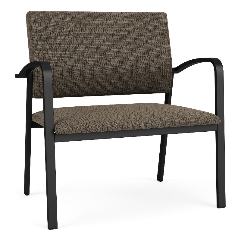 Newport Reception Waiting Room Healthcare Bariatric Chair / Black Steel / Brown