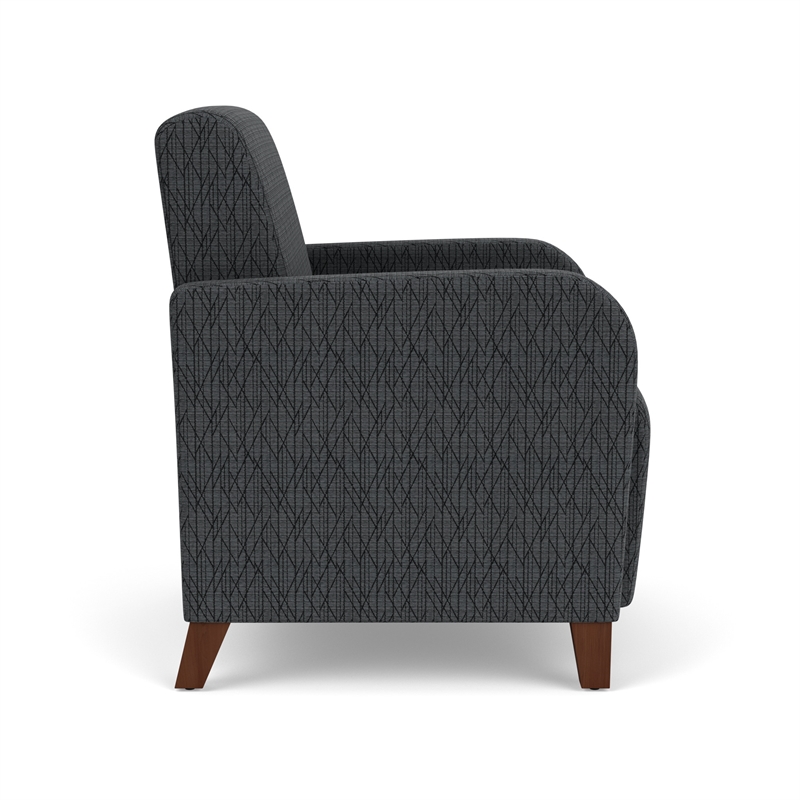Siena Lounge Lobby Reception Waiting Guest Chair / Walnut Wood Legs / Dark Gray