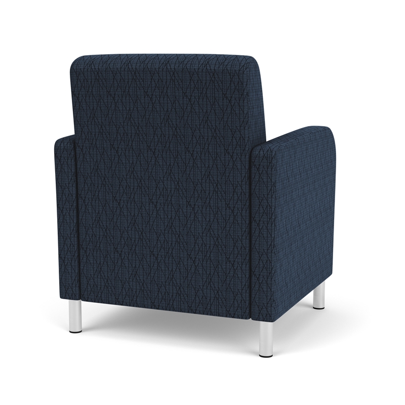 Siena Lounge Lobby Reception Waiting Guest Chair / Brushed Steel Legs / Blue