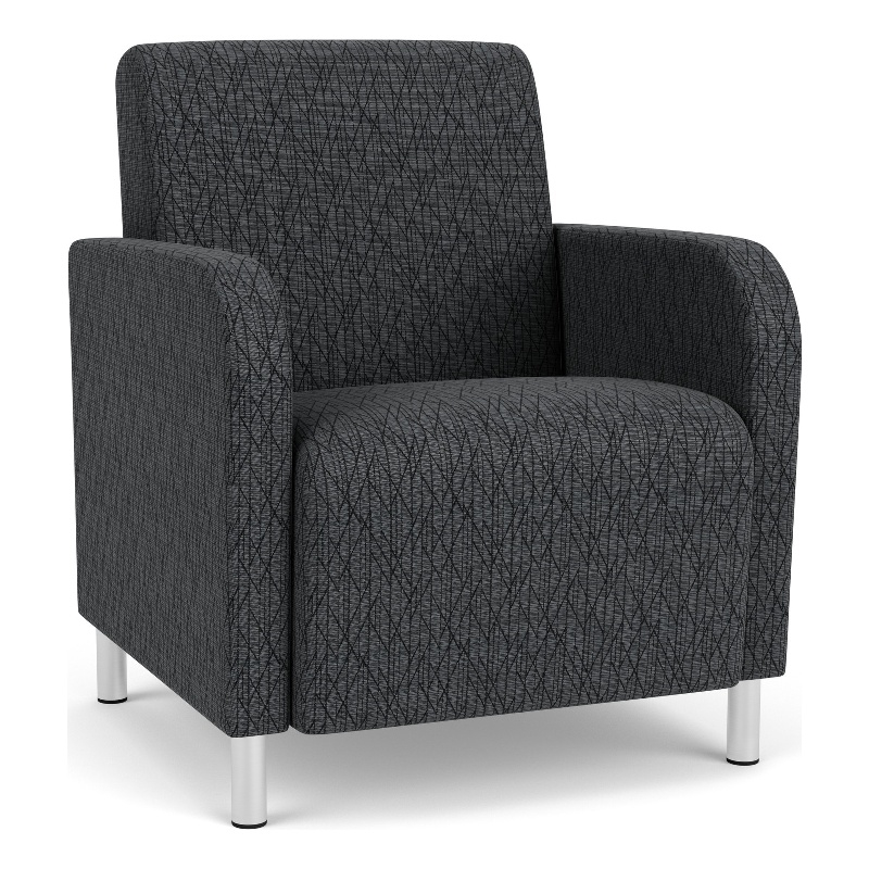 Siena Lounge Reception Waiting Guest Chair / Brushed Steel Legs / Dark Gray