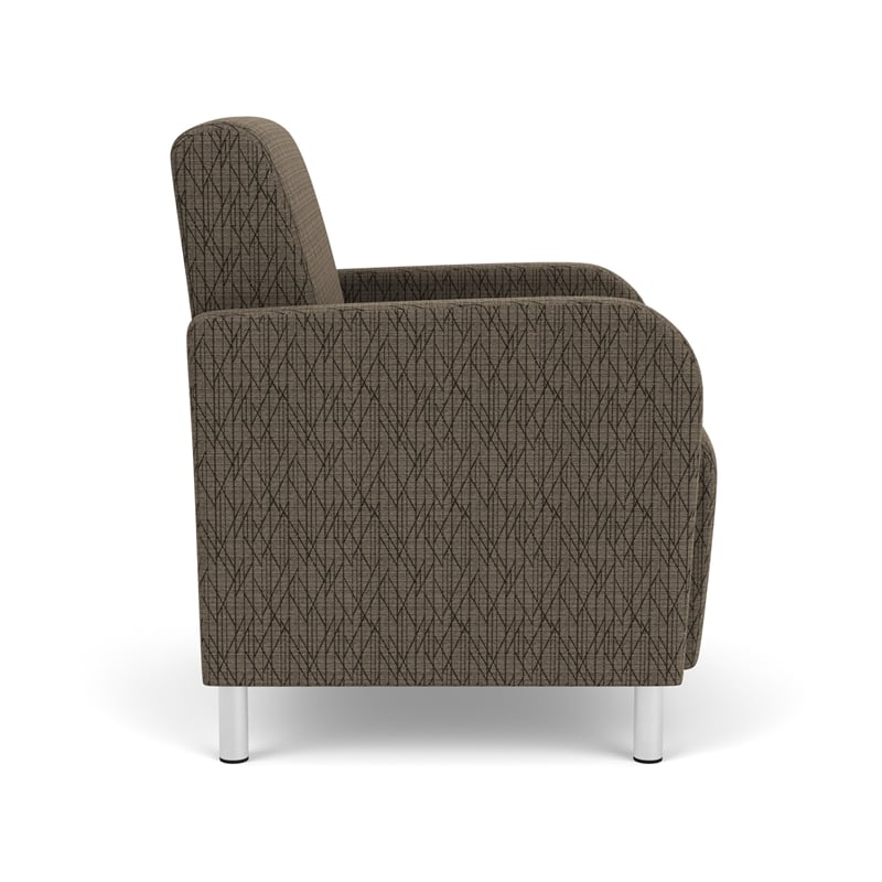 Siena Lounge Lobby Reception Waiting Guest Chair / Brushed Steel Legs / Brown
