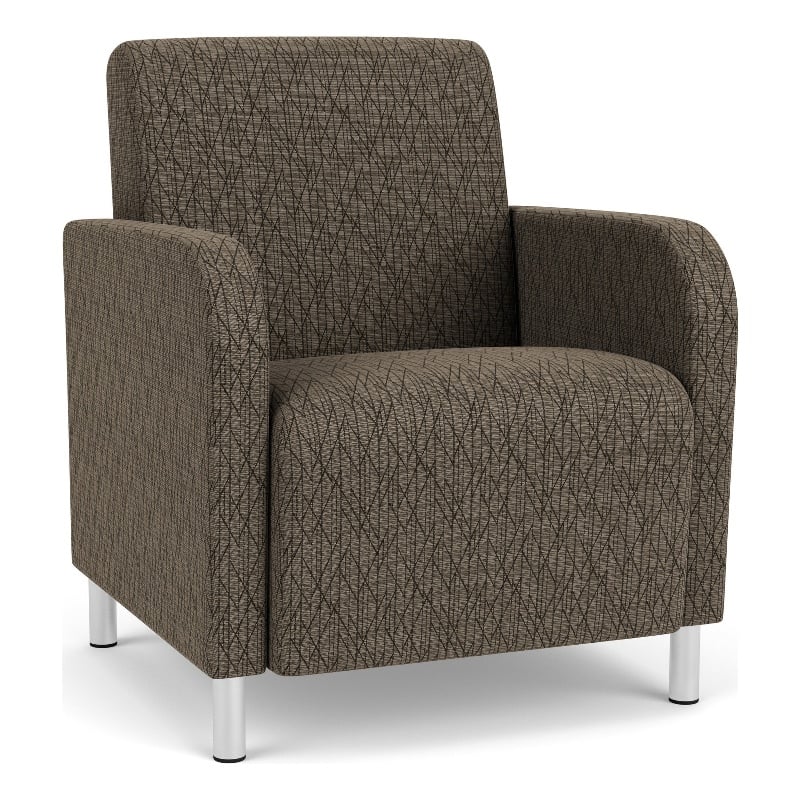 Siena Lounge Lobby Reception Waiting Guest Chair / Brushed Steel Legs / Brown