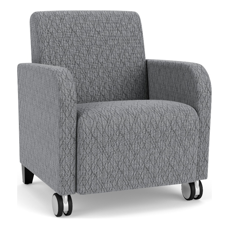 Siena Lounge Reception Waiting Guest Chair / Casters / Black Wood Legs / Gray