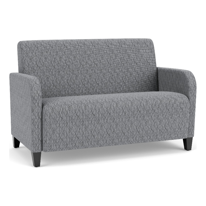 Siena Lounge Lobby Reception Waiting Loveseat / Black Steel Legs / Gray