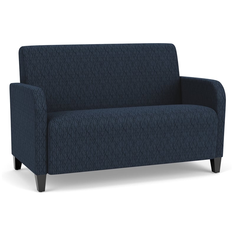 Siena Lounge Lobby Reception Waiting Loveseat / Black Steel Legs / Blue