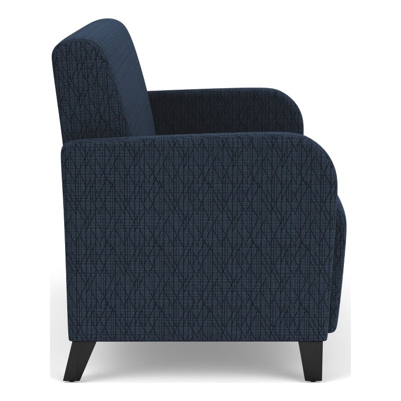 Siena Lounge Lobby Reception Waiting Loveseat / Black Steel Legs / Blue
