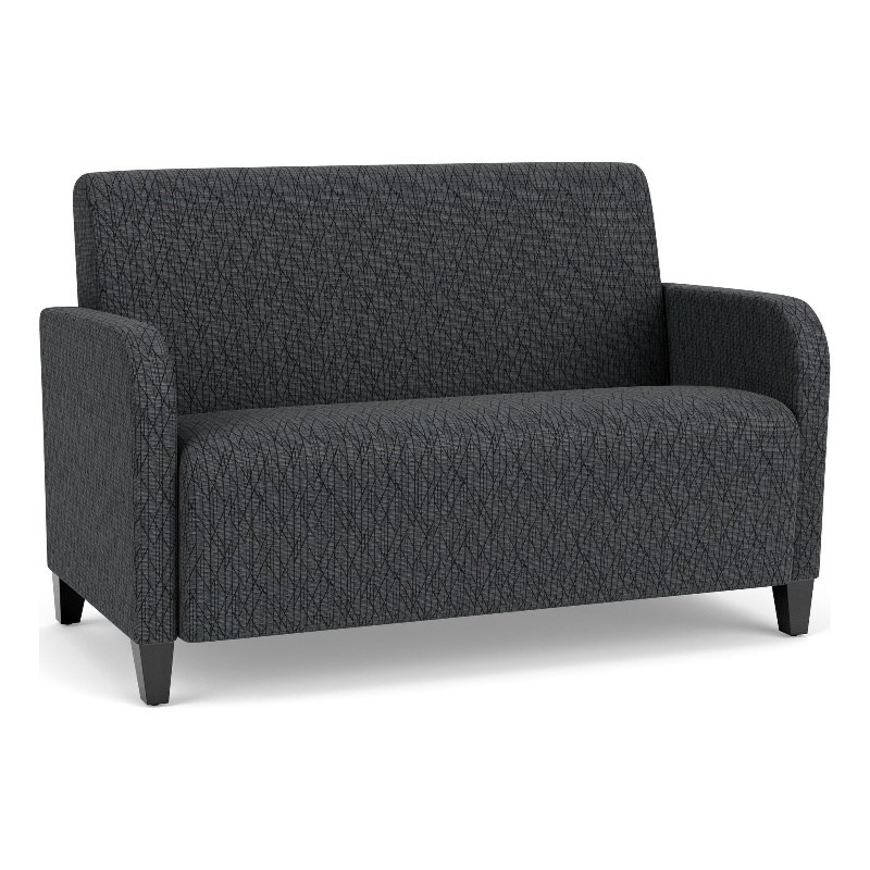 Siena Lounge Reception Waiting Loveseat / Black Steel Legs / Dark Gray