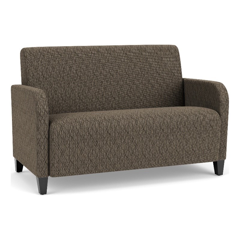 Siena Lounge Lobby Reception Waiting Loveseat / Black Steel Legs / Brown