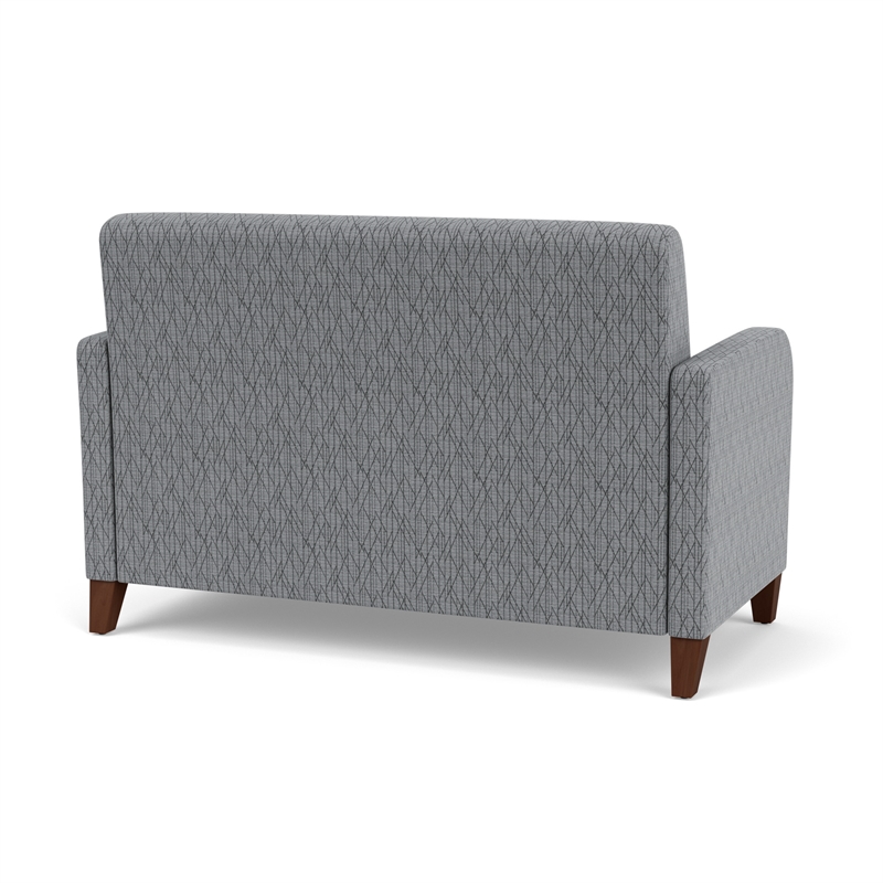 Siena Lounge Lobby Reception Waiting Loveseat / Walnut Wood Legs / Gray