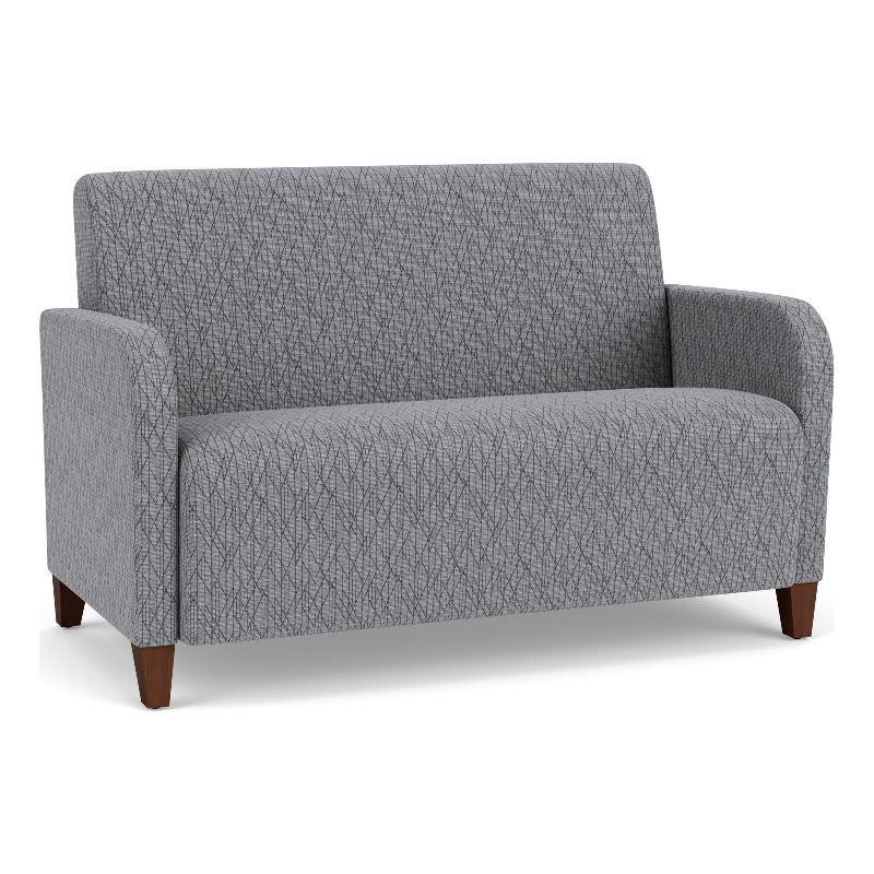 Siena Lounge Lobby Reception Waiting Loveseat / Walnut Wood Legs / Gray
