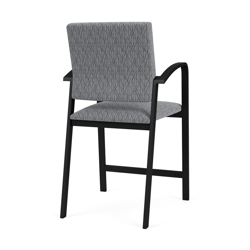 Newport Reception Waiting Room Healthcare Hip Chair / Black Steel / Gray