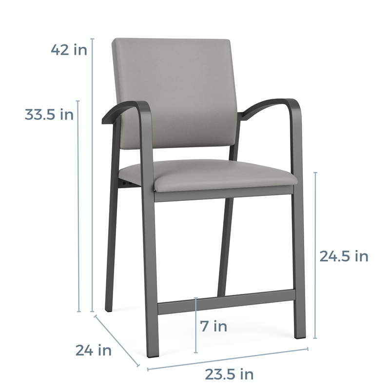 Newport Reception Waiting Room Healthcare Hip Chair / Black Steel / Gray