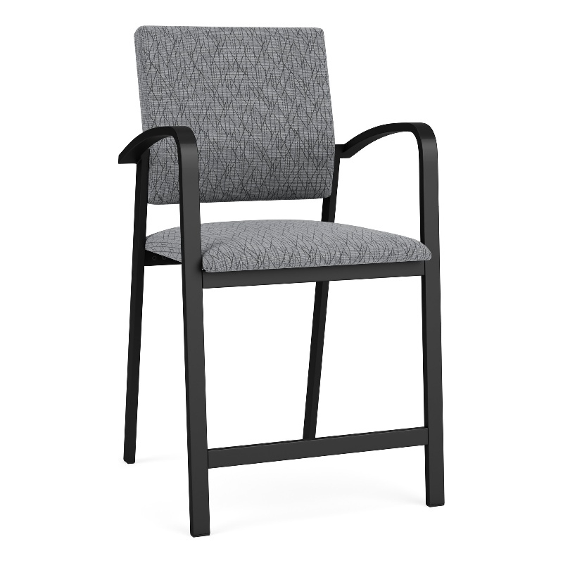 Newport Reception Waiting Room Healthcare Hip Chair / Black Steel / Gray