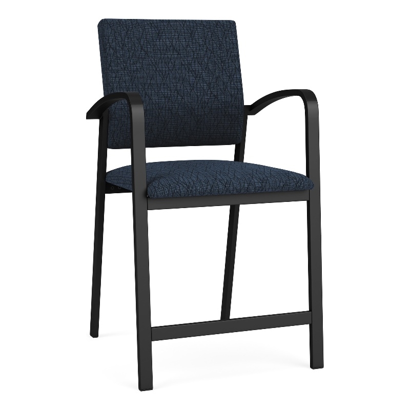 Newport Reception Waiting Room Healthcare Hip Chair / Black Steel / Blue