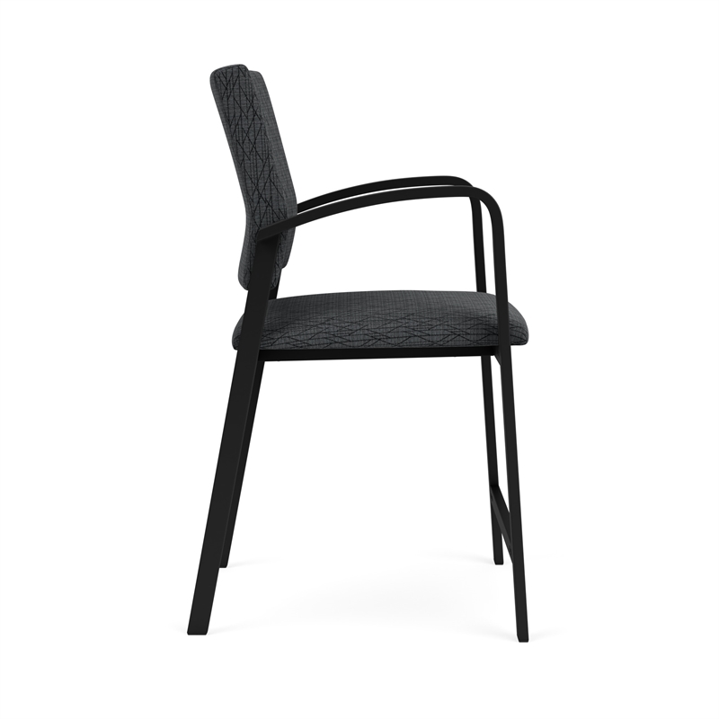Newport Reception Waiting Room Healthcare Hip Chair / Black Steel / Dark Gray