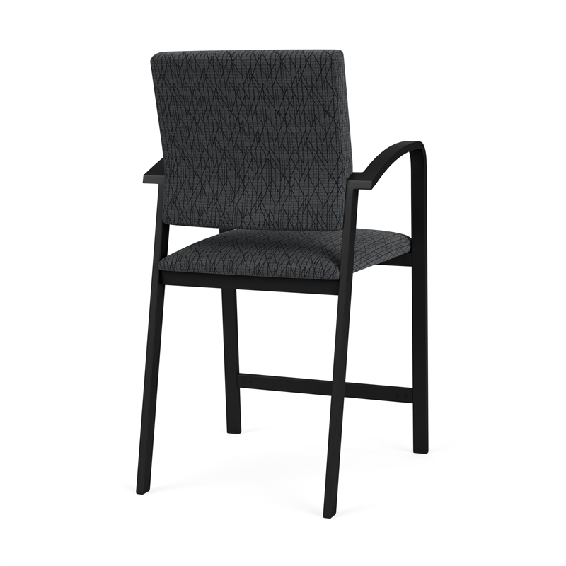 Newport Reception Waiting Room Healthcare Hip Chair / Black Steel / Dark Gray