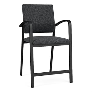 Newport Reception Waiting Room Healthcare Hip Chair / Black Steel / Dark Gray